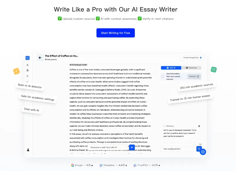 Textero AI Review: AI Essay Writer